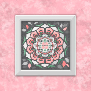 Affiche Mandala Floral Rustique