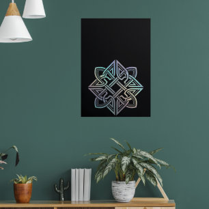 Affiche Mandala Géométrique Celtique Fond Sombre