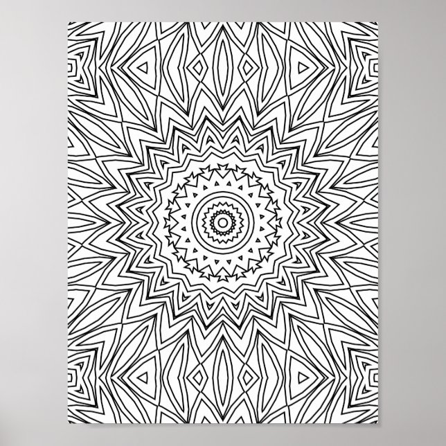 Affiche Mandala Géométrique en Éclat de Soleil Angulaire R (Devant)