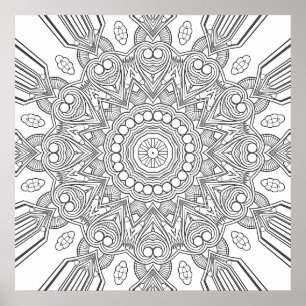 Affiche Mandala géométrique ornemental aux couches facetté