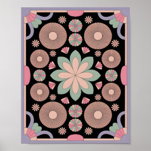 Affiche Mandala Géométrique Pastel en Fleur