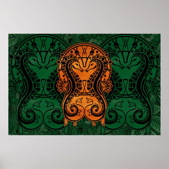 Affiche Mandala gold Dreamcatcher Seahorse concept art (Devant)