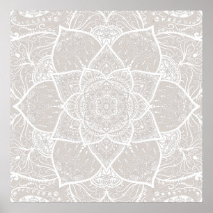 Affiche Mandala gris et blanc - Loergann à Lynx