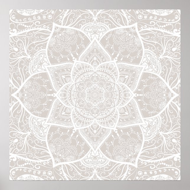 Affiche Mandala gris et blanc - Loergann à Lynx (Devant)