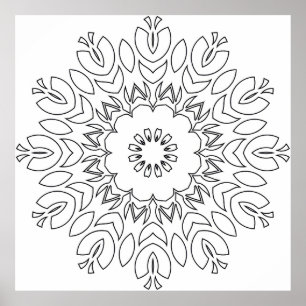 Affiche Mandala Inspiré de Lotus avec Formes Organiques Fl