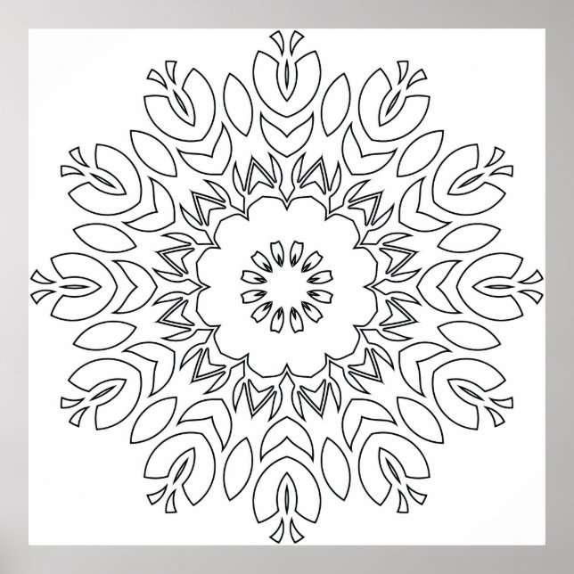 Affiche Mandala Inspiré de Lotus avec Formes Organiques Fl (Devant)