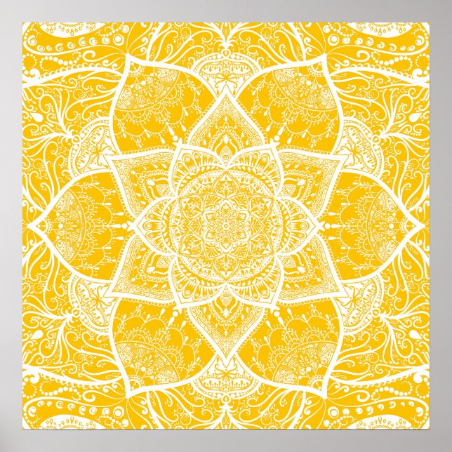 Affiche Mandala jaune et blanc - Loergany en Miel (Devant)