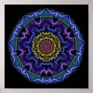 Affiche Mandala Kaléidoscope Violet Cosmique