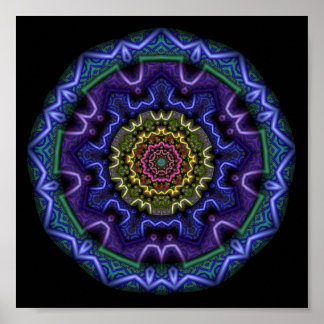 Affiche Mandala Kaléidoscope Violet Cosmique