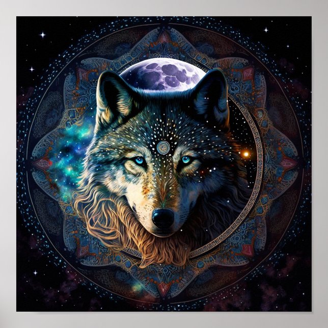 Affiche Mandala, la lune mystique du loup (Devant)
