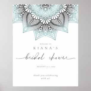 Affiche Mandala Lace Bridal Shower Bienvenue Lt. Bleu ID96