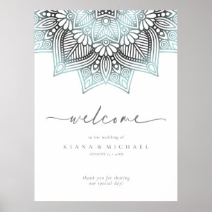 Affiche Mandala Lace Mariage Bienvenue Lt. Bleu ID968
