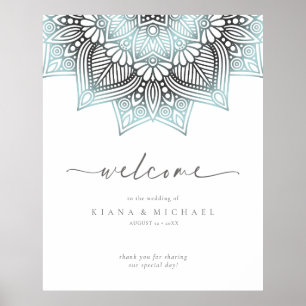 Affiche Mandala Lace Mariage Bienvenue Lt. Blue ID968