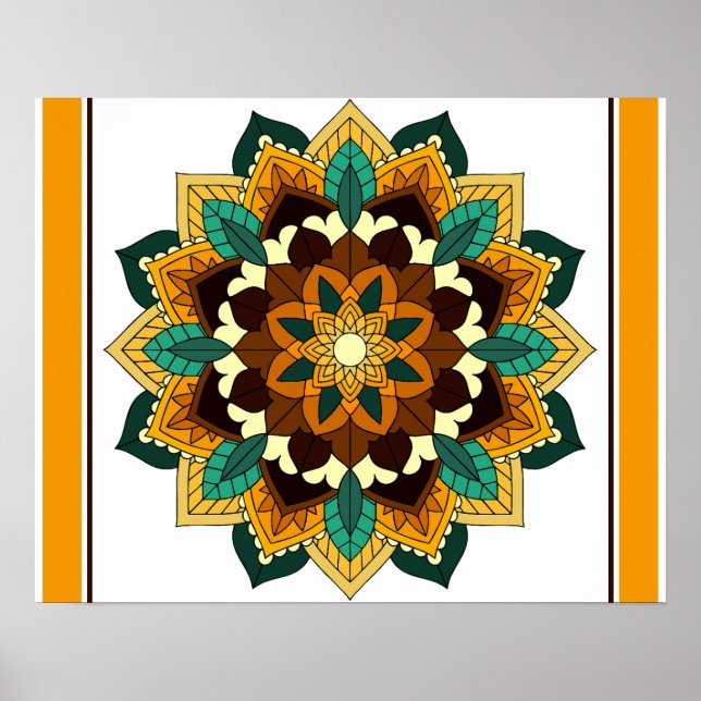 Affiche Mandala Motif 2002 en jaune et bronzette (Devant)