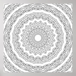 Affiche Mandala multicouche orné avec détail d'anneau fest