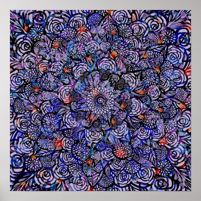Affiche Mandala Nature Fleur Florale Mandalas (Devant)