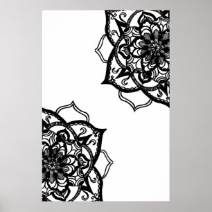 Affiche Mandala noir et blanc