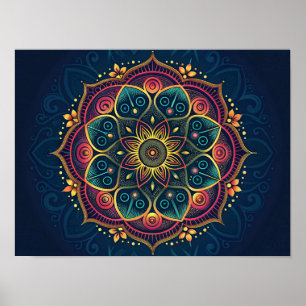 Affiche Mandala numérique complexe : un kaléidoscope de co