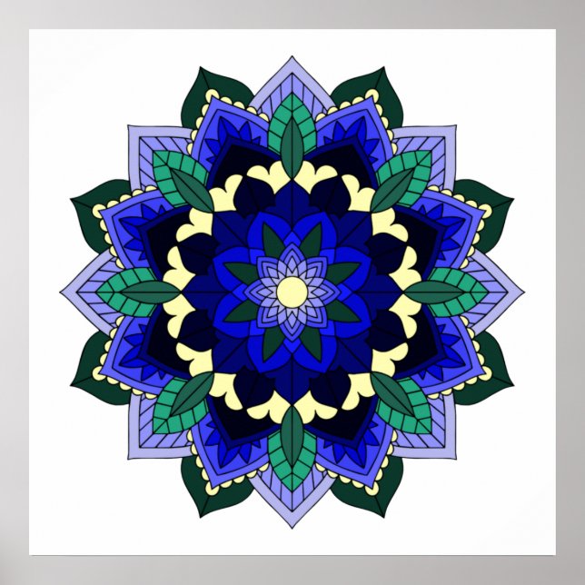 Affiche Mandala Pattern 02 in dark blue (Devant)
