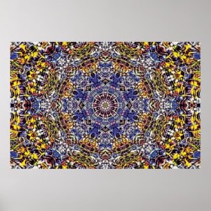 Affiche Mandala psychédélique violet et jaune
