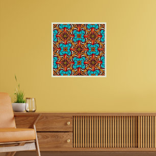 Affiche Mandala Répétitif Floral Vibrant Art