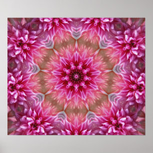 Affiche Mandala Rose Du Centre Art Fractal Coloré