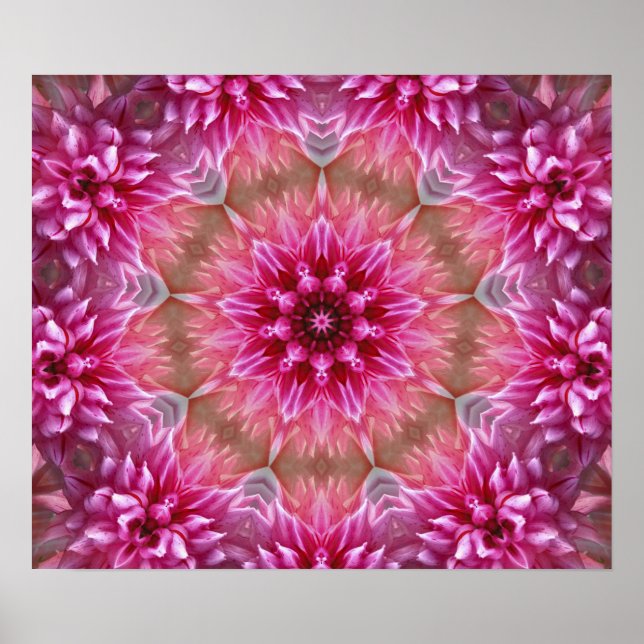 Affiche Mandala Rose Du Centre Art Fractal Coloré (Devant)
