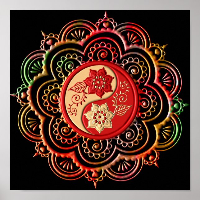 Affiche Mandala rouge et or (Devant)
