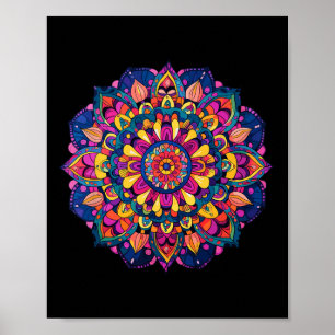Affiche Mandala Sacré Coloré pour la Méditation et le Yoga