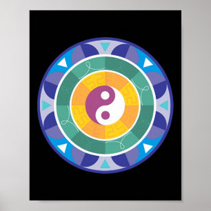 Affiche Mandala Spirituel Arc-en-Ciel Yin Yang Chinois