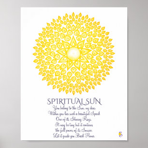 Affiche Mandala spirituel jaune coloré de Sun