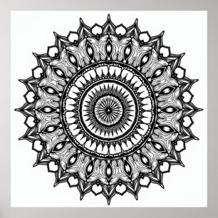 Affiche Mandala sur blanc