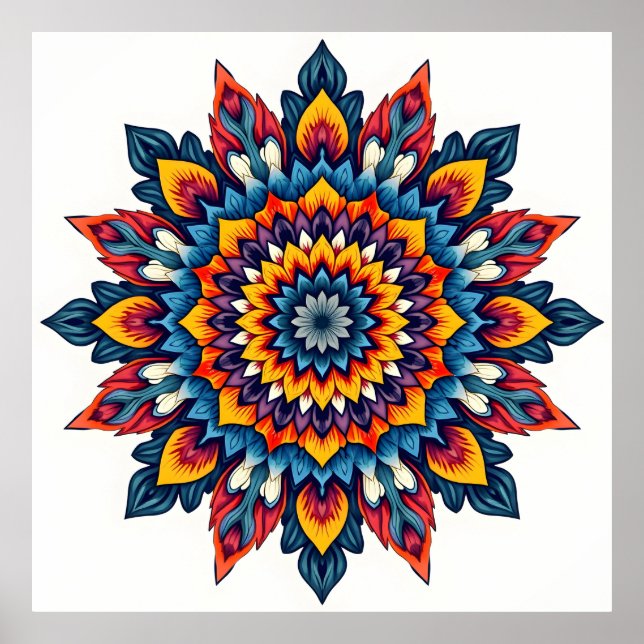 Affiche Mandala sur blanc (Devant)