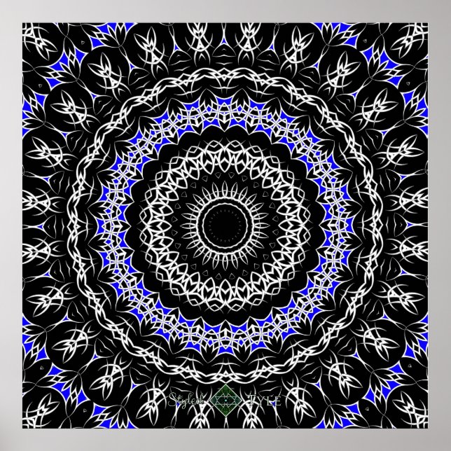 Affiche Mandala Tribal Celtique (Bleu) (Devant)