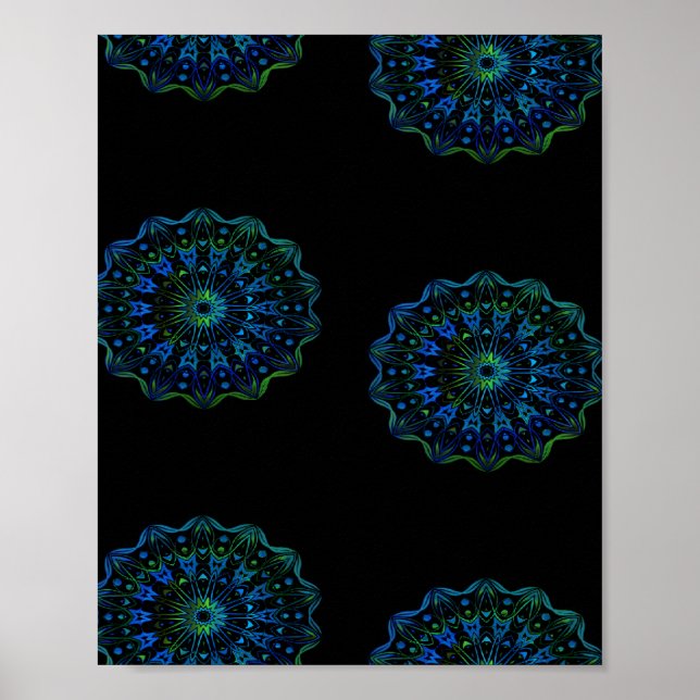 Affiche Mandala vert bleu (Devant)