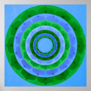 Affiche Mandala vert-bleu