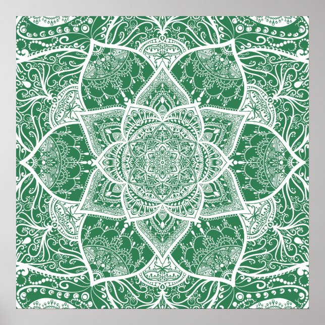 Affiche Mandala vert et blanc - Loergann à Rosemary (Devant)
