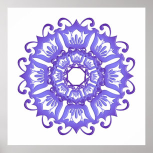 Affiche Mandala violet floral.
