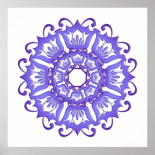Affiche Mandala violet floral. (Devant)