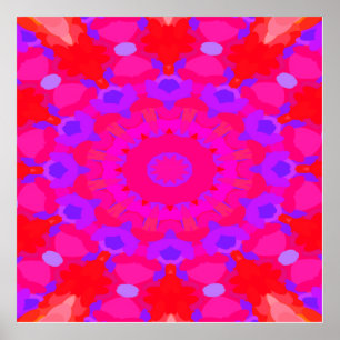 Affiche Mandala violet, rose et orange