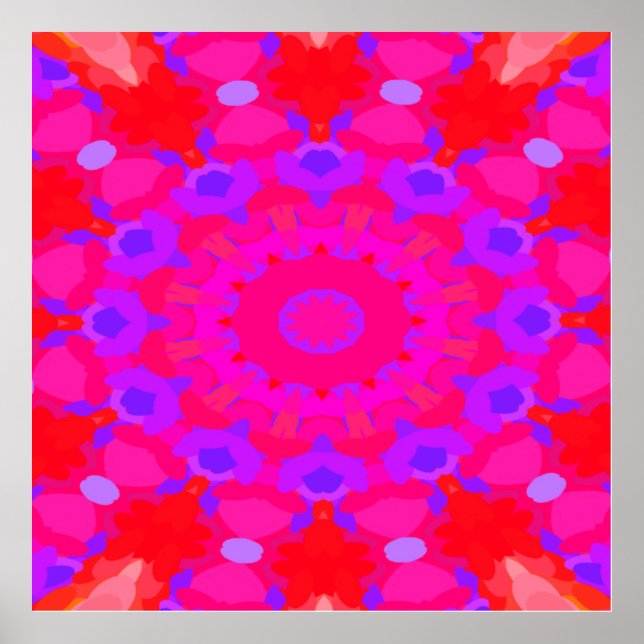 Affiche Mandala violet, rose et orange (Devant)