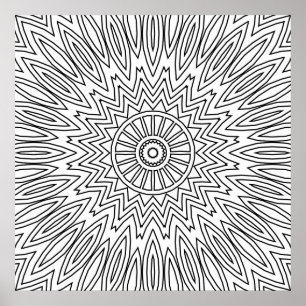 Affiche Mandala Zigzag Explosif avec Motif de Lignes Super