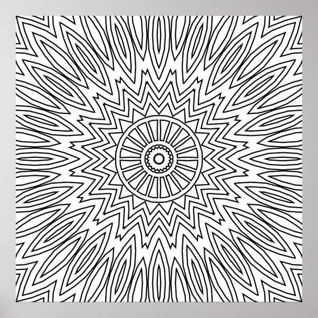 Affiche Mandala Zigzag Explosif avec Motif de Lignes Super (Devant)