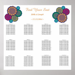 Affiche Mandalas Florales Blanches Modernes. Mariage