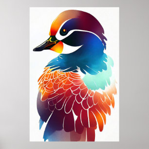 Affiche Mandarin Canard Nature sauvage Couleurs animales P