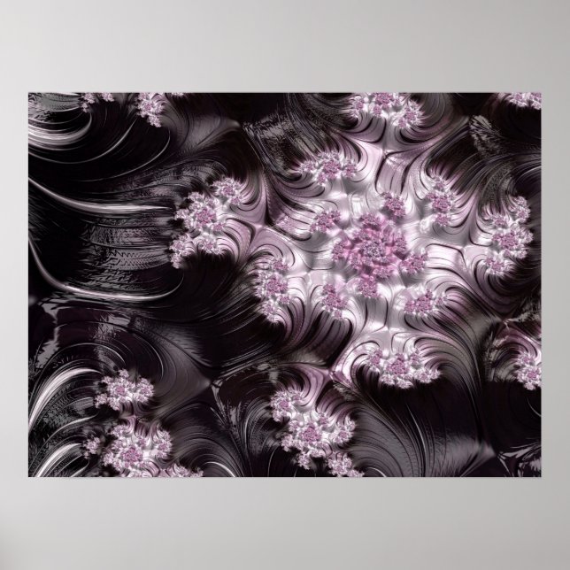 Affiche Mandelbrot Set Art numérique fractal rose et noir (Devant)
