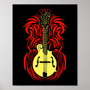 Affiche Mandolin Fire Vintage Bluegrass Music Graphisme