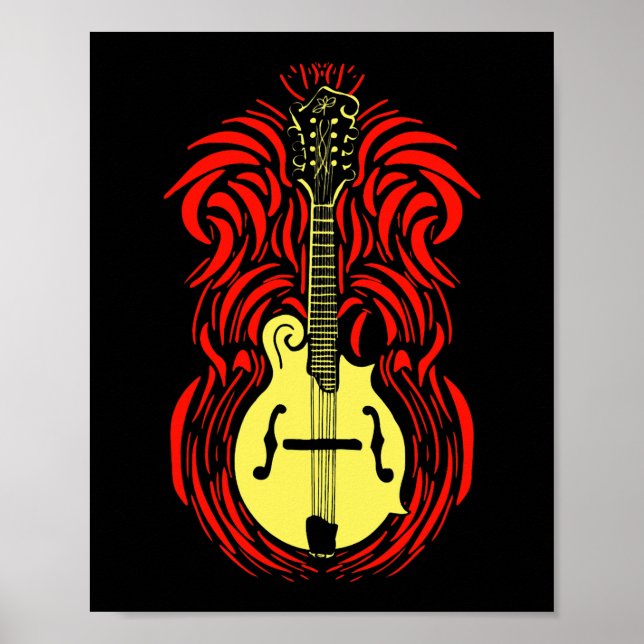 Affiche Mandolin Fire Vintage Bluegrass Music Graphisme (Devant)