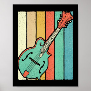 Affiche Mandolin Player Funky Retro Bluegrass Mandolin Mus