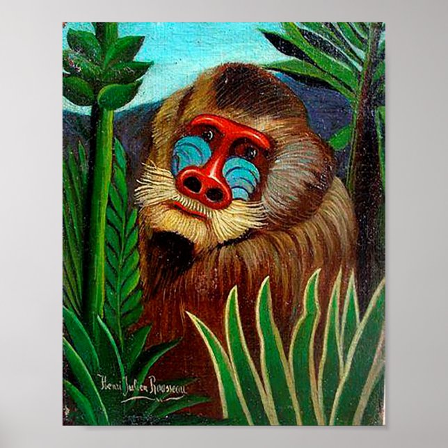 Affiche Mandrill dans la jungle par Henri Rousseau (Devant)